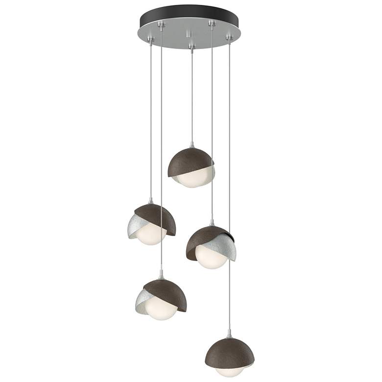 Image 1 Brooklyn 16"W 5-Light Bronze Accented Platinum Long Double Shade Penda