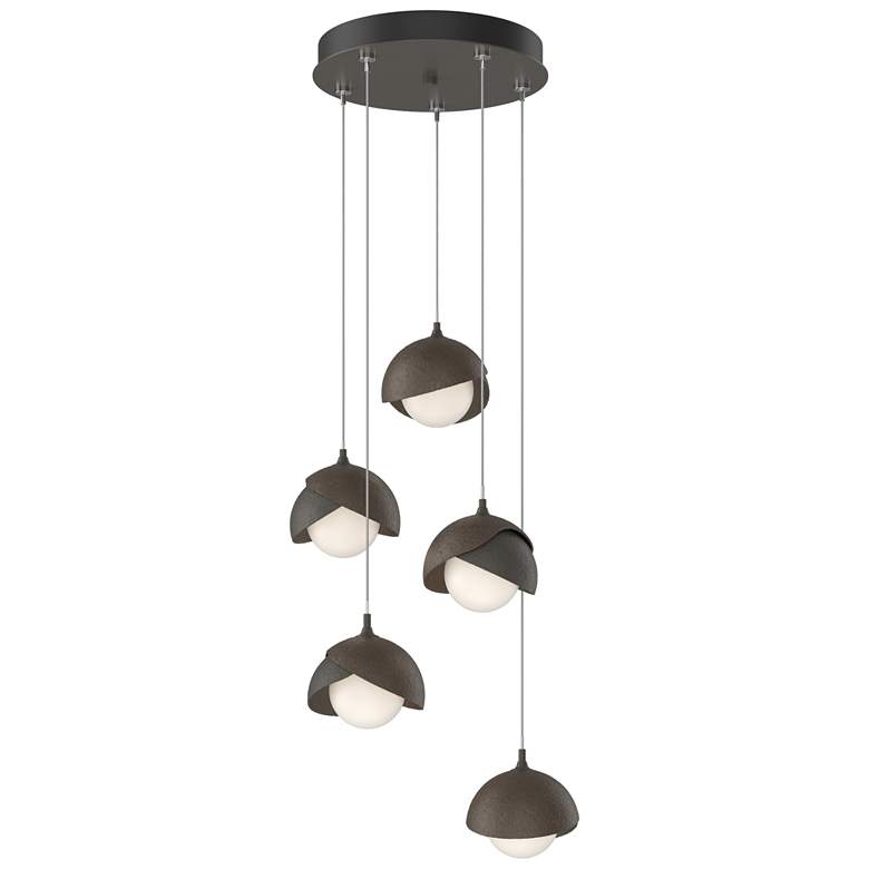 Image 1 Brooklyn 16"W 5-Light Bronze Accented Smoke Standard Double Shade Pend