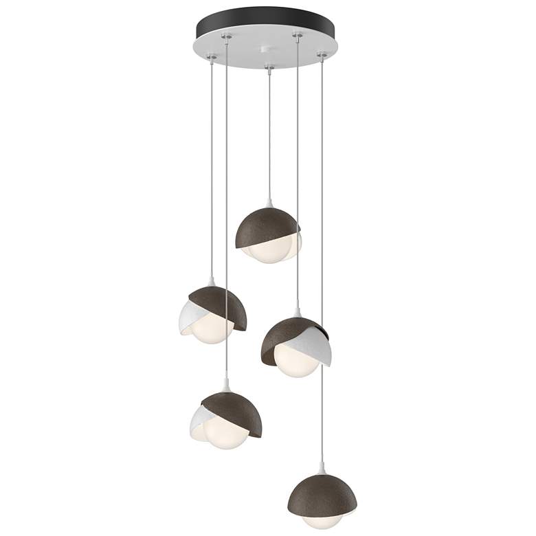 Image 1 Brooklyn 16"W 5-Light Bronze Accented White Standard Double Shade Pend
