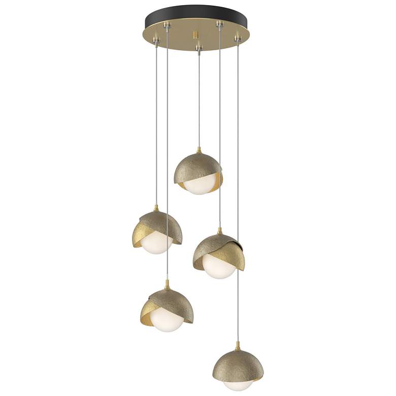 Image 1 Brooklyn 16"W 5-Light Gold Accented Modern Brass Long Double Shade Pen