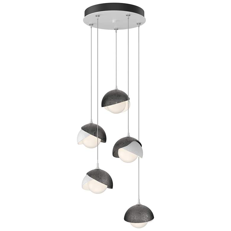 Image 1 Brooklyn 16"W 5-Light Ink Accented White Standard Double Shade Pendant