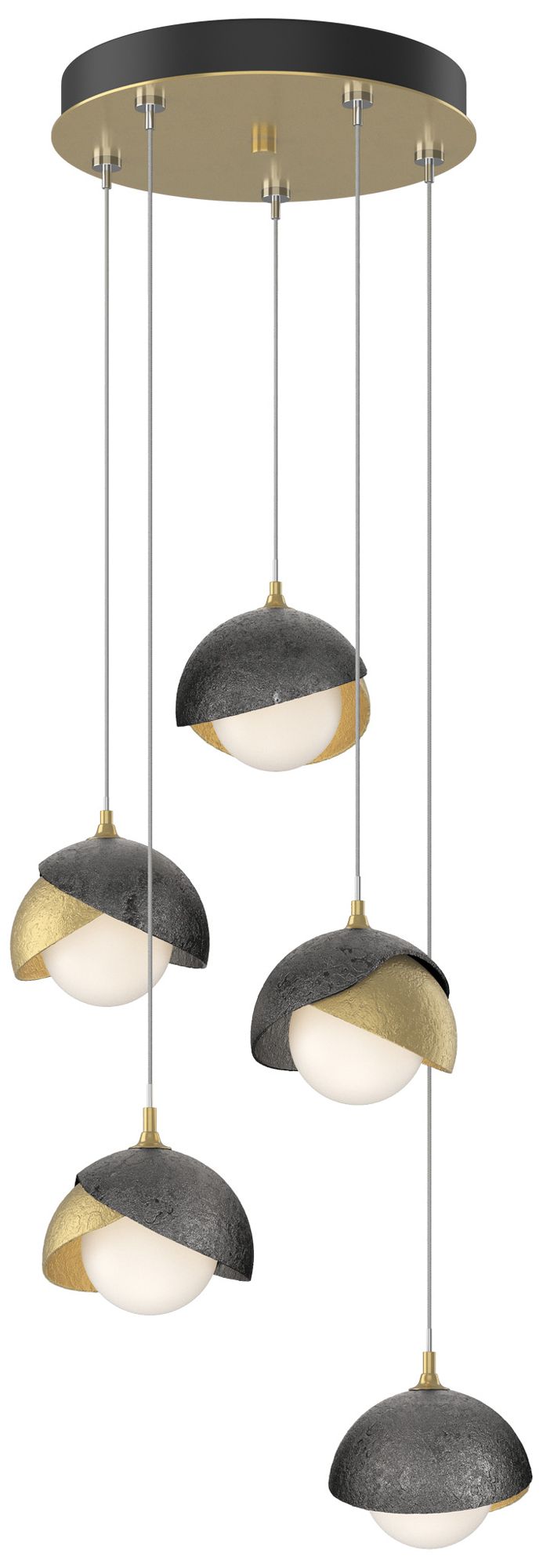 Brooklyn 16"W 5-Light Ink Modern Brass Long Double Pend Made to Order