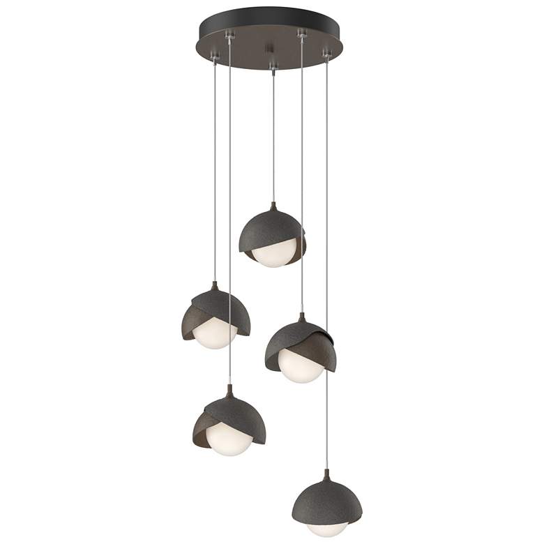 Image 1 Brooklyn 16"W 5-Light Iron Accented Bronze Long Double Shade Pendant