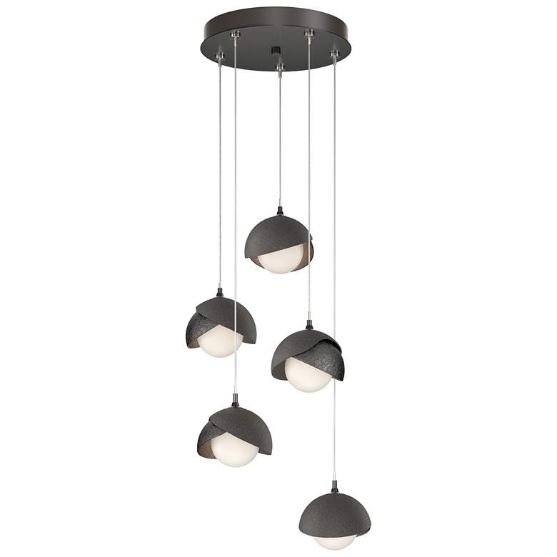 Image 1 Brooklyn 16"W 5-Light Iron Accented Ink Standard Double Shade Pendant