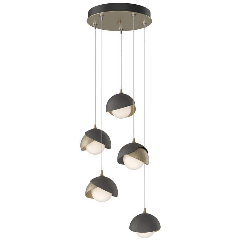 Image 1 Brooklyn 16"W 5-Light Iron Accented Soft Gold Standard Double Shade Pe