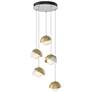 Brooklyn 16"W 5-Light Modern Brass Accented White Long Double Shade Pe