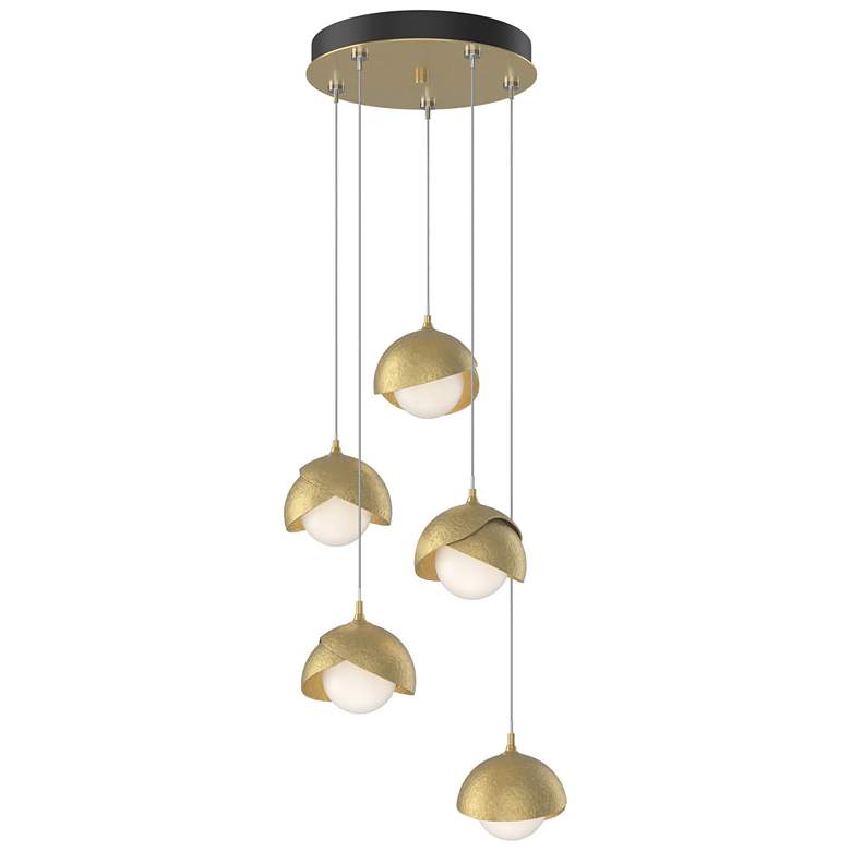Image 1 Brooklyn 16"W 5-Light Modern Brass Long Double Shade Pendant