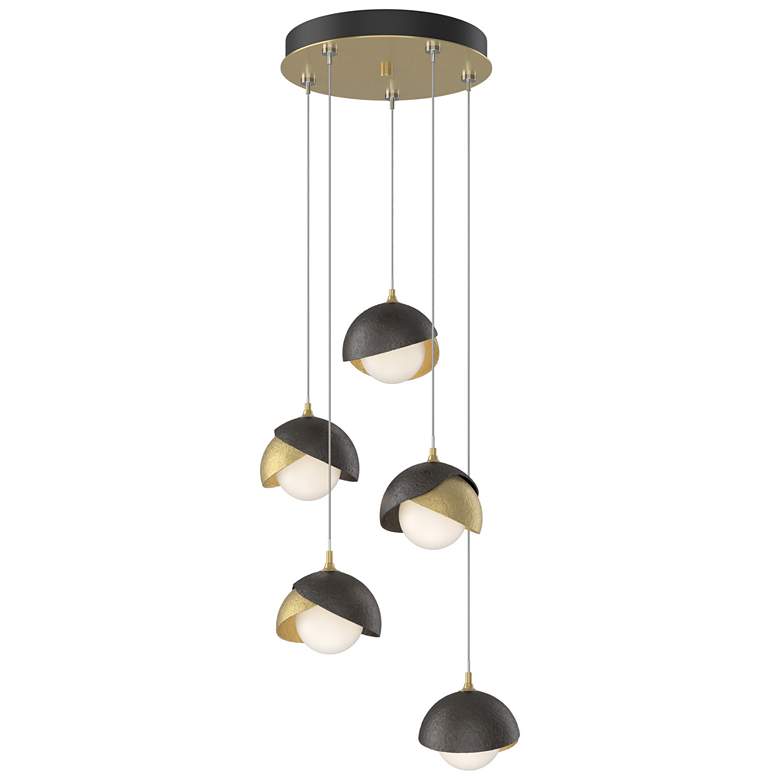 Image 1 Brooklyn 16"W 5-Light Oiled Bronze Accented Brass Long Double Shade Pe