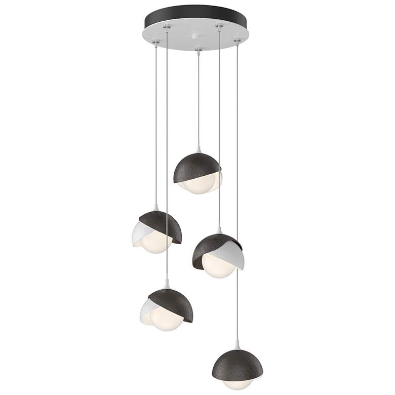 Image 1 Brooklyn 16"W 5-Light Oiled Bronze Accented White Long Double Shade Pe
