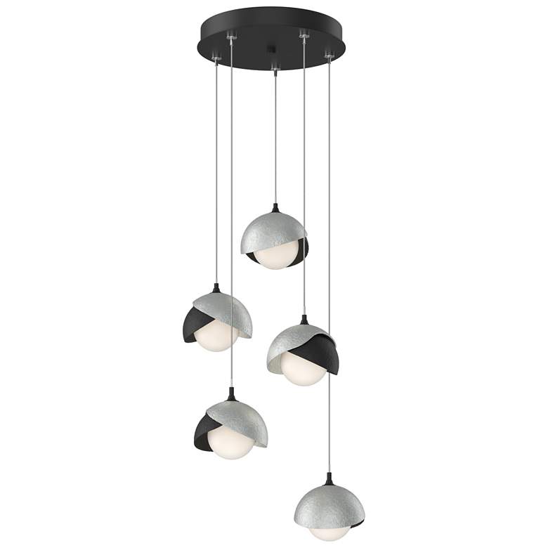 Image 1 Brooklyn 16"W 5-Light Platinum Accented Black Standard Double Shade Pe