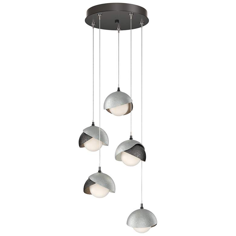 Image 1 Brooklyn 16"W 5-Light Platinum Accented Ink Standard Double Shade Pend
