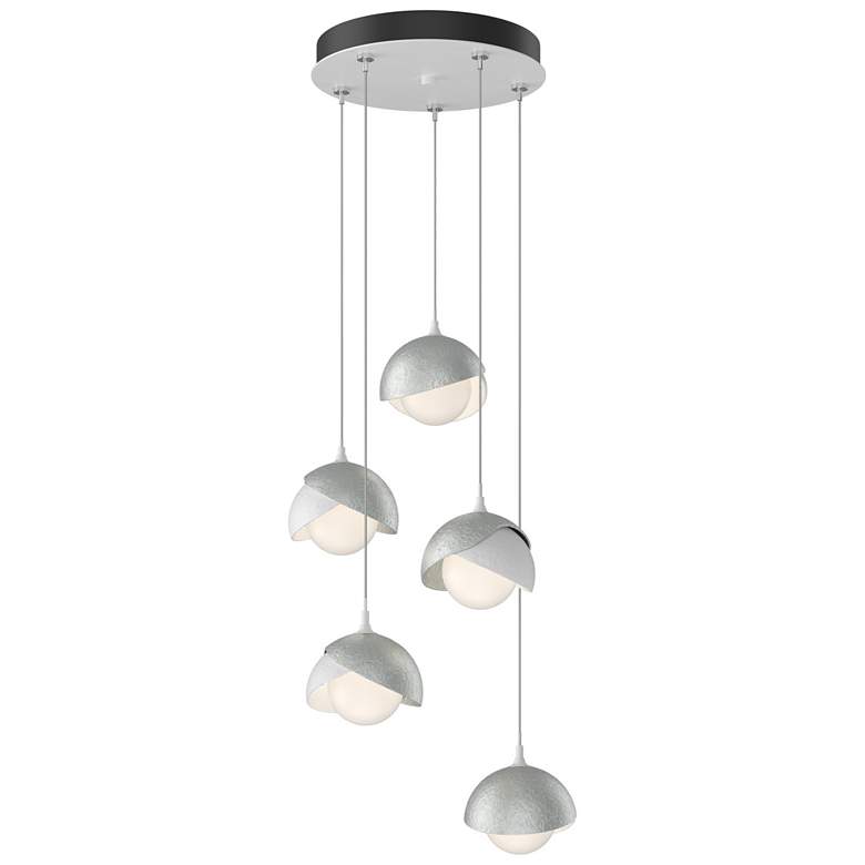 Image 1 Brooklyn 16"W 5-Light Platinum Accented White Long Double Shade Pendan