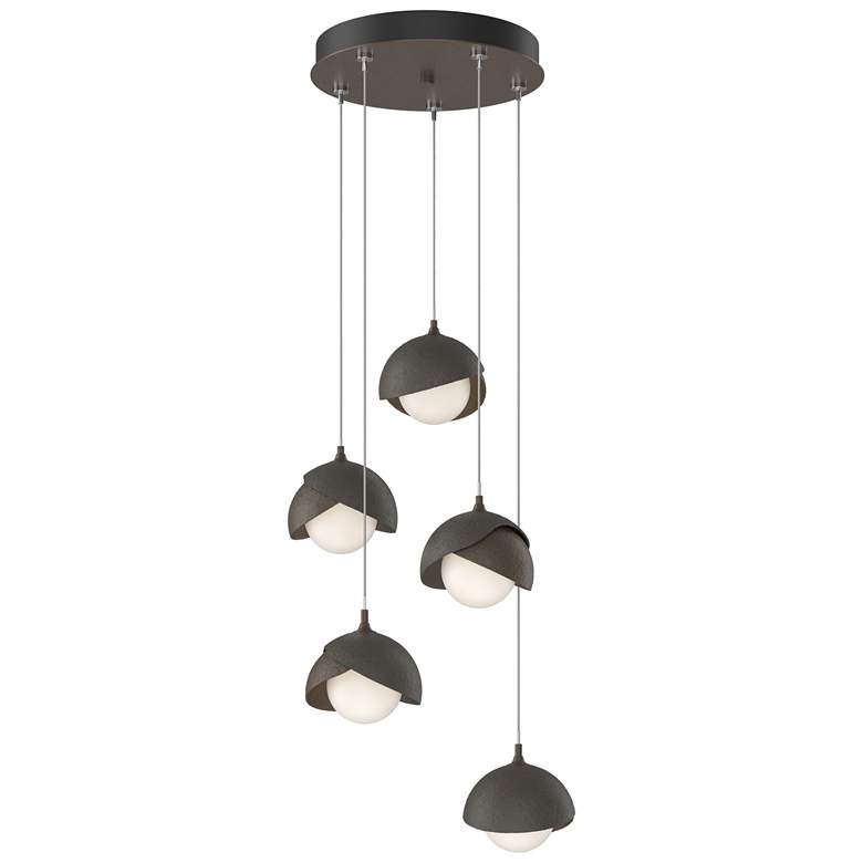 Image 1 Brooklyn 16"W 5-Light Smoke Accented Bronze Standard Double Shade Pend