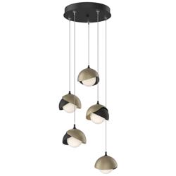 Brooklyn 16"W 5-Light Soft Gold Accented Black Long Double Shade Penda