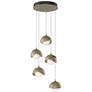 Brooklyn 16"W 5-Light Soft Gold Long Double Shade Pendant