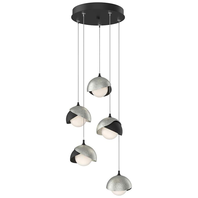 Image 1 Brooklyn 16"W 5-Light Sterling Accented Black Standard Double Shade Pe