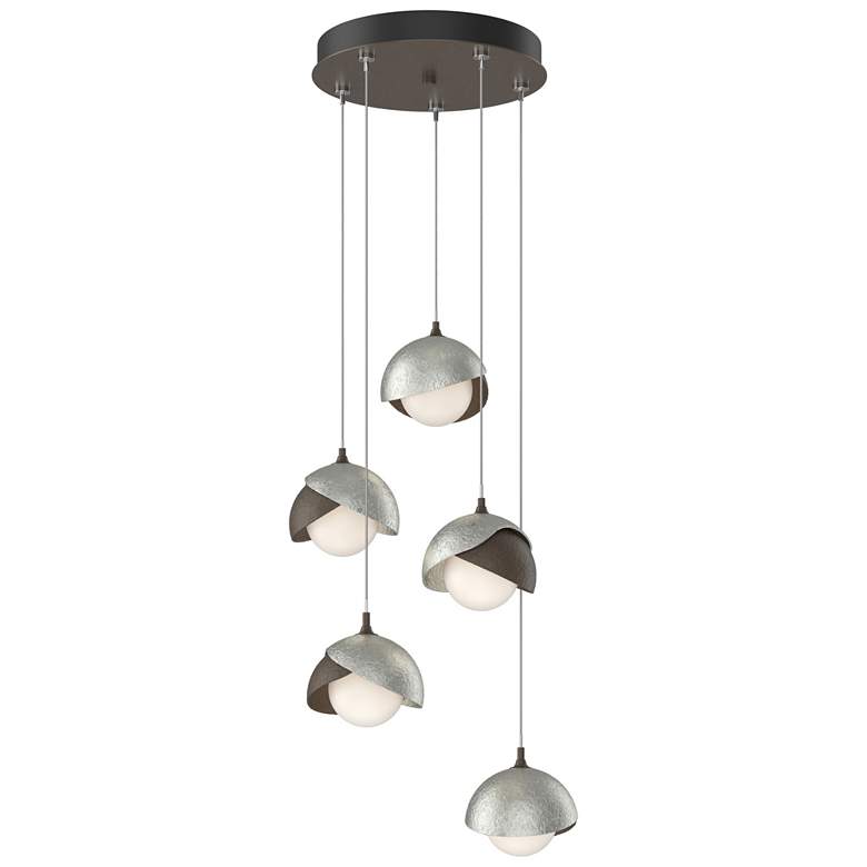Image 1 Brooklyn 16 inchW 5-Light Sterling Accented Bronze Long Double Shade Penda