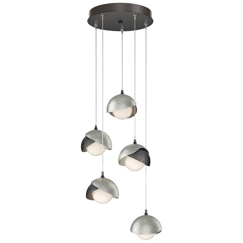 Image 1 Brooklyn 16"W 5-Light Sterling Accented Ink Standard Double Shade Pend