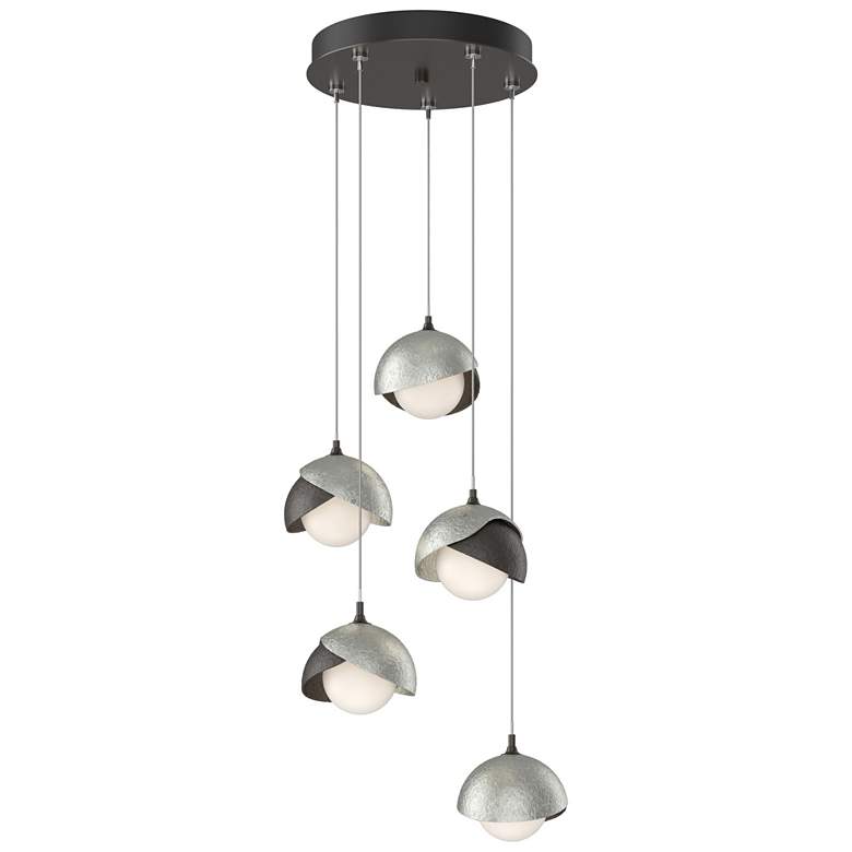 Image 1 Brooklyn 16"W 5-Light Sterling And Rubbed Bronze Long Double Shade Pen