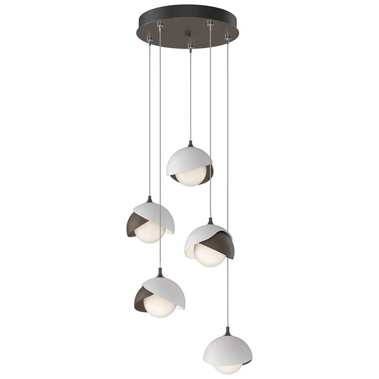 Image 1 Brooklyn 16"W 5-Light White Accented Bronze Standard Double Shade Pend