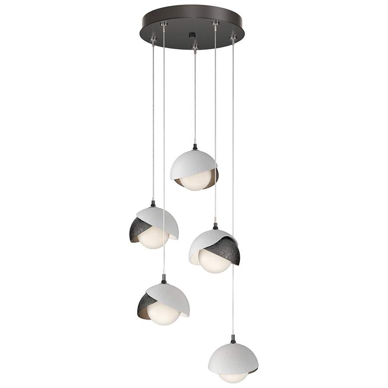 Image 1 Brooklyn 16"W 5-Light White Accented Ink Standard Double Shade Pendant