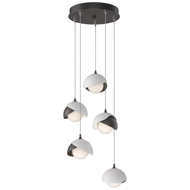 Image 1 Brooklyn 16"W 5-Light White Accented Oiled Bronze Long Double Shade Pe
