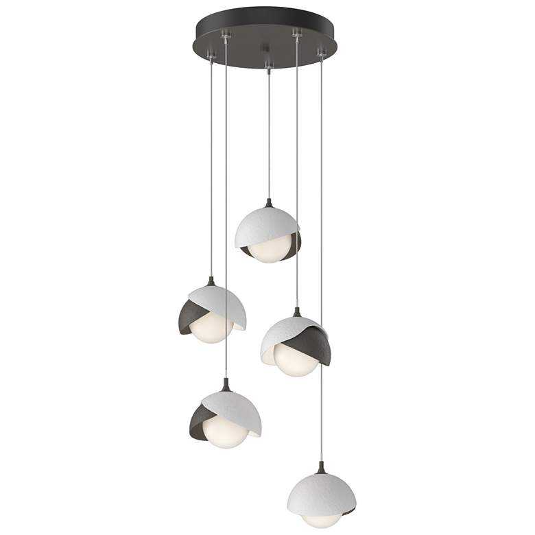 Image 1 Brooklyn 16"W 5-Light White Accented Smoke Standard Double Shade Penda