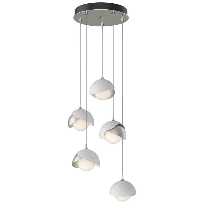 Image 1 Brooklyn 16"W 5-Light White Accented Sterling Standard Double Shade Pe