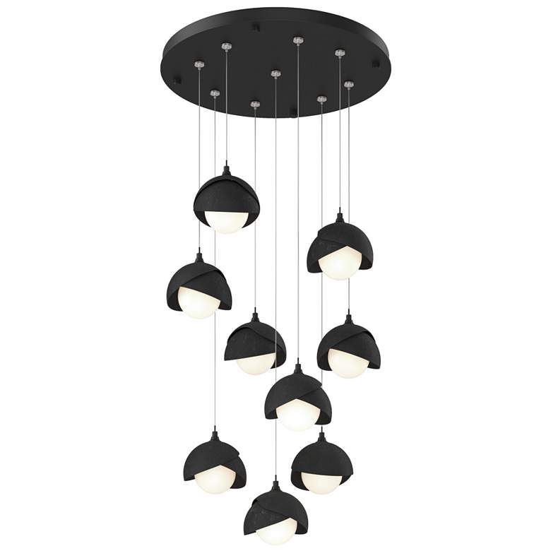 Image 1 Brooklyn 20.5" 9-Light Black & Black Round Long 2-Shade Pendant