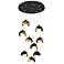 Brooklyn 20.5" 9-Light Black & Brass Round Long 2-Shade Pendant