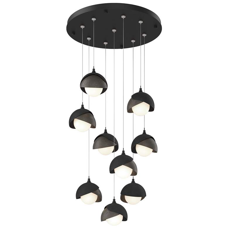 Image 1 Brooklyn 20.5" 9-Light Black & Dark Smoke Round Long 2-Shade Penda