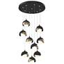 Brooklyn 20.5" 9-Light Black & Gold Round Long 2-Shade Pendant
