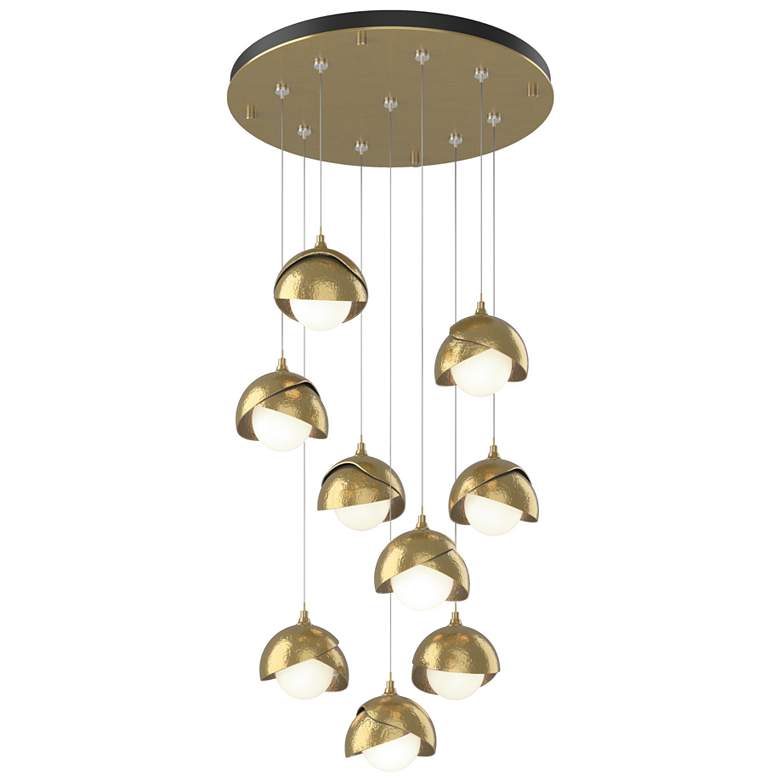 Image 1 Brooklyn 20.5" 9-Light Brass & Brass Round Long 2-Shade Pendant