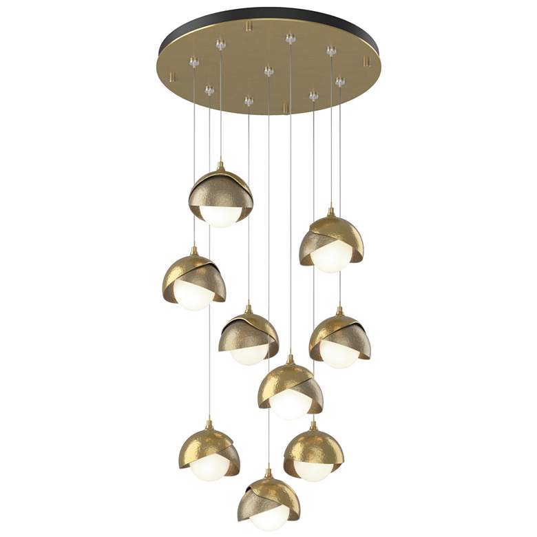 Image 1 Brooklyn 20.5" 9-Light Brass & Gold Round Long 2-Shade Pendant