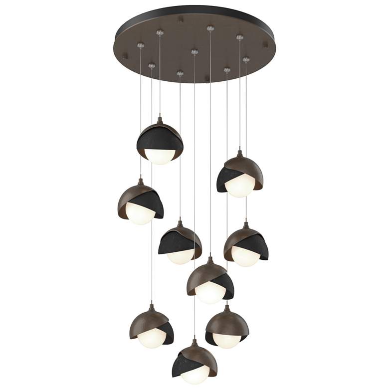 Image 1 Brooklyn 20.5" 9-Light Bronze & Black Round Long 2-Shade Pendant