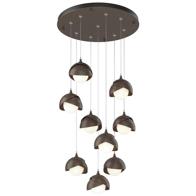 Image 1 Brooklyn 20.5" 9-Light Bronze & Bronze Round Long 2-Shade Pendant