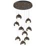 Brooklyn 20.5" 9-Light Bronze & Dark Smoke Round Long 2-Shade Pend
