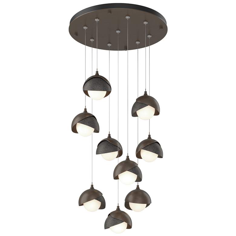 Image 1 Brooklyn 20.5" 9-Light Bronze & Iron Round Long 2-Shade Pendant