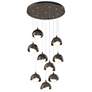 Brooklyn 20.5" 9-Light Bronze & Rubbed Bronze Round Long 2-Shade P
