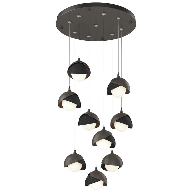 Image 1 Brooklyn 20.5" 9-Light Dark Smoke & Black Round Long 2-Shade Penda