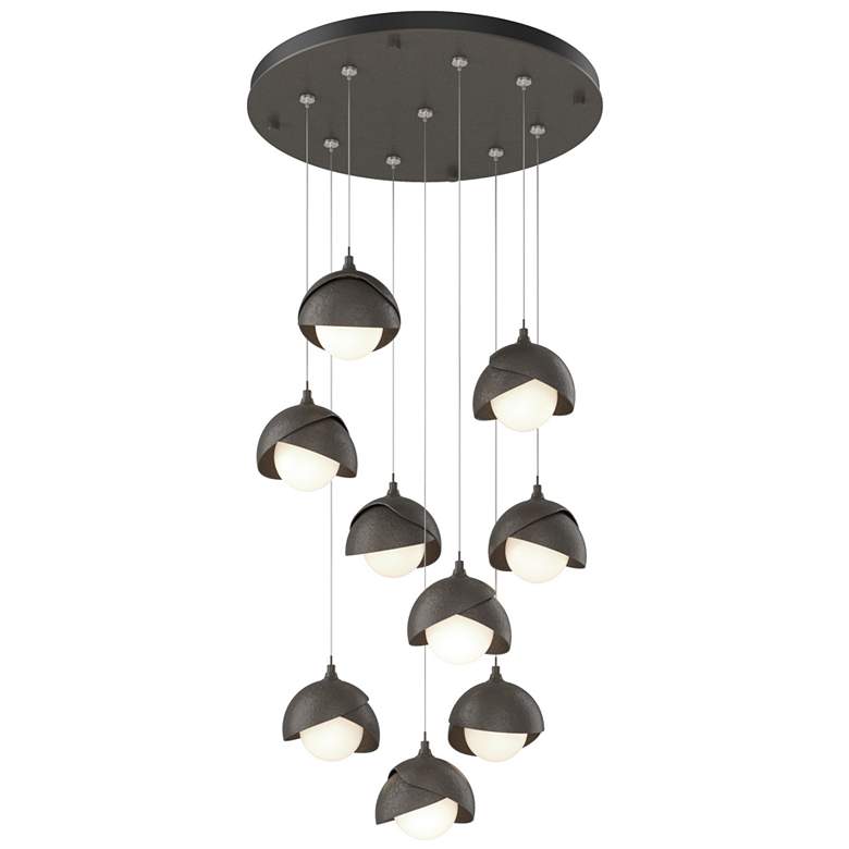 Image 1 Brooklyn 20.5" 9-Light Dark Smoke Round Long 2-Shade Pendant