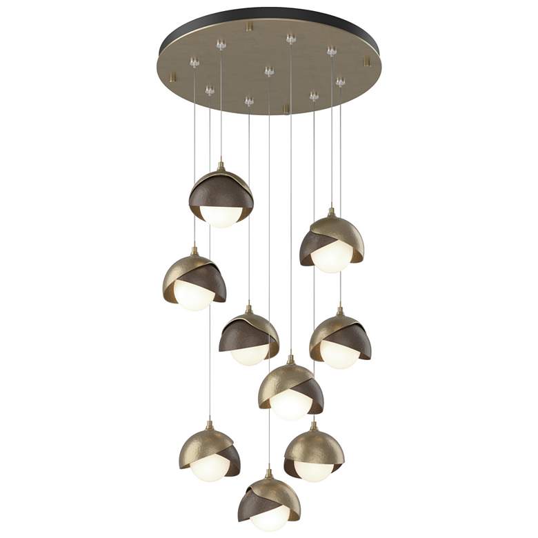 Image 1 Brooklyn 20.5" 9-Light Gold & Bronze Round Long 2-Shade Pendant