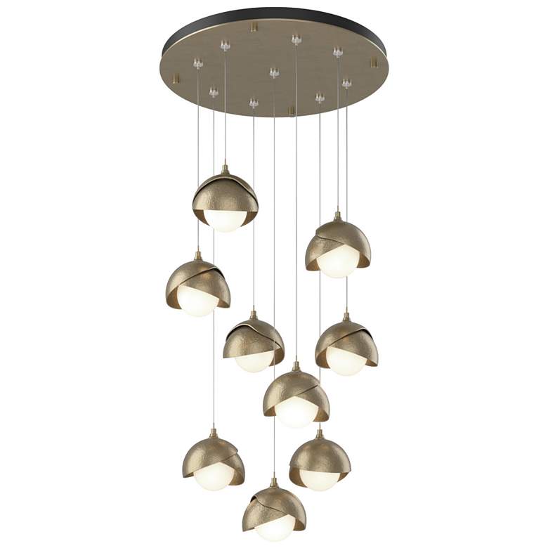 Image 1 Brooklyn 20.5" 9-Light Gold & Gold Round Long 2-Shade Pendant