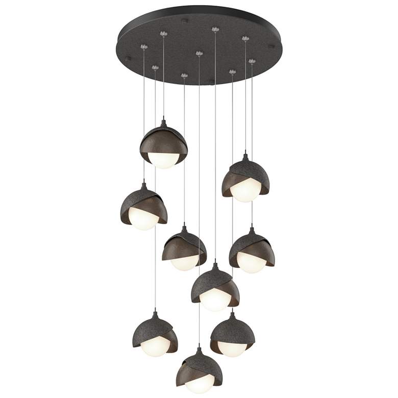 Image 1 Brooklyn 20.5" 9-Light Iron & Bronze Round Long 2-Shade Pendant
