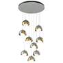 Brooklyn 20.5" 9-Light Platinum & Brass Round Long 2-Shade Pendant