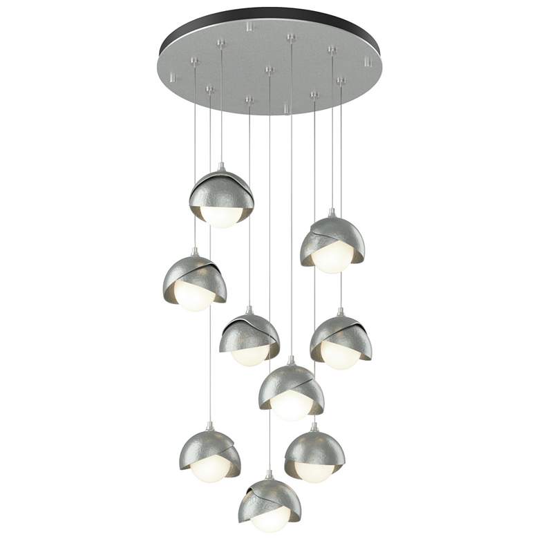 Image 1 Brooklyn 20.5" 9-Light Platinum & Platinum Round Long 2-Shade Pend
