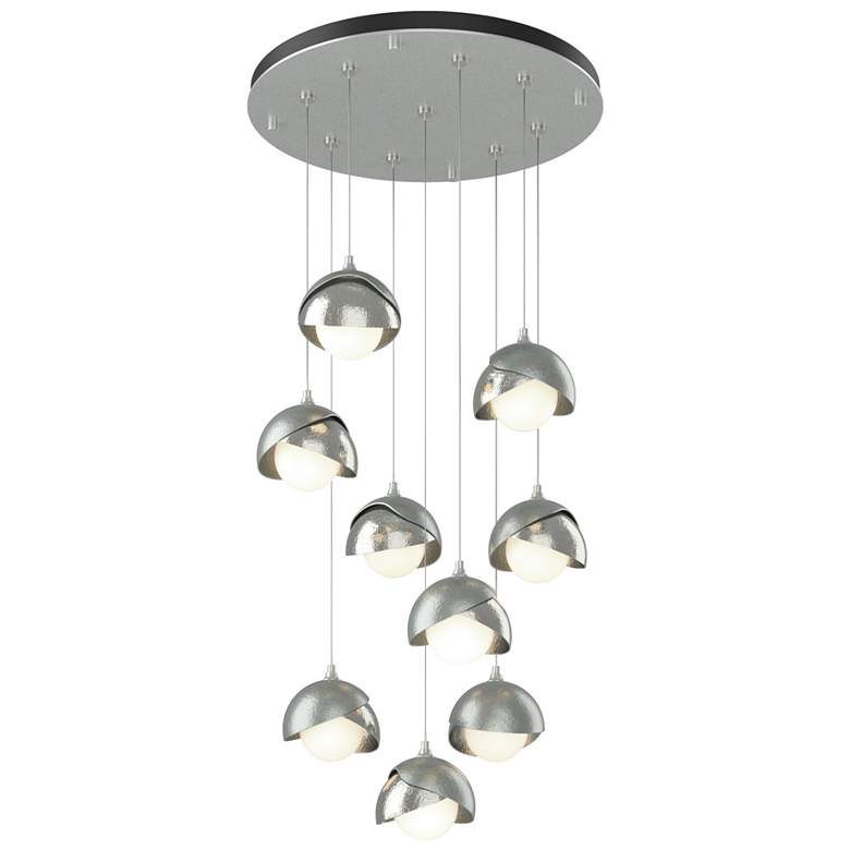 Image 1 Brooklyn 20.5" 9-Light Platinum & Sterling Round Long 2-Shade Pend