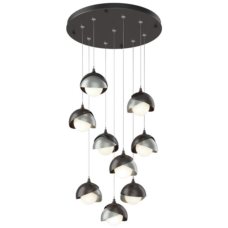 Image 1 Brooklyn 20.5" 9-Light Rubbed Bronze & Platinum Round Long 2-Shade
