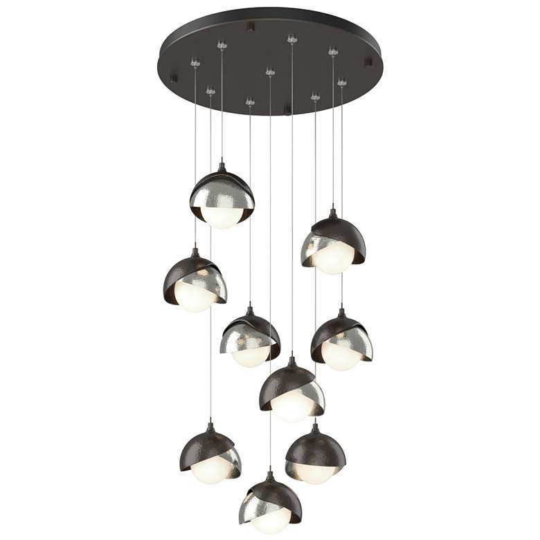 Image 1 Brooklyn 20.5" 9-Light Rubbed Bronze & Sterling Round Long 2-Shade