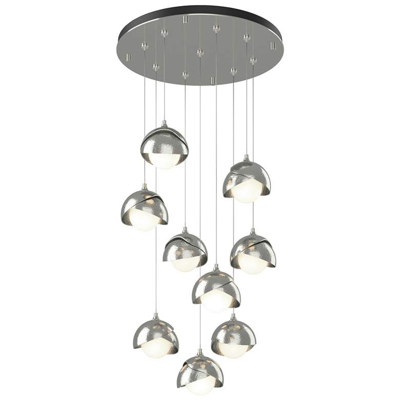 Image 1 Brooklyn 20.5" 9-Light Sterling & Sterling Round Long 2-Shade Pend